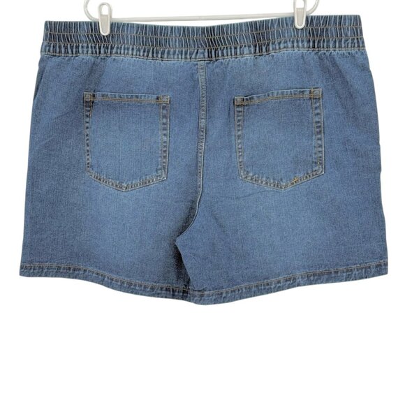 Terra & Sky Women's High Rise Blue Slouchy Denim Shorts Plus Sz 2X (20W-22W) NWT - Picture 2 of 10
